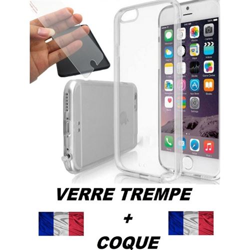 Coque Silicone Transparente Slim + Film Verre Protection Ecran Iphone 8 Plus