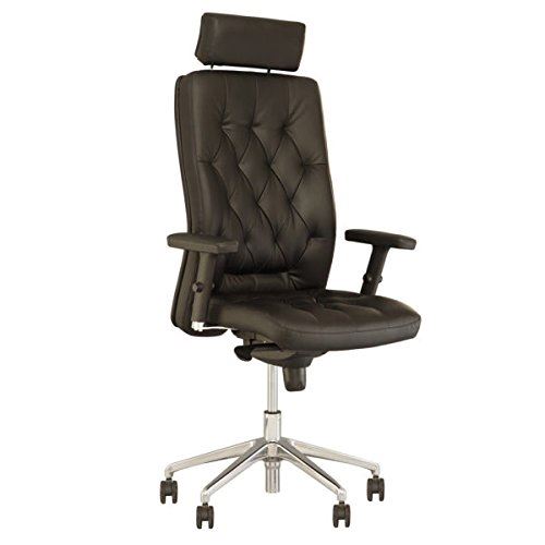 Chester fauteuil de direction professionnel, synchrone, multiposition capitonné, vintage noir