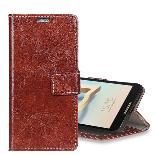 Alcatel A7 Housse Etui Cuir PU Marron Effet Peau rétro ALS46422