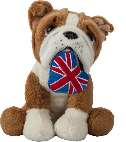 Kamparo chien en peluche Bulldog avec Union-Jack 20 cm marron/blanc
