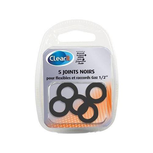 paquet de 5 joints noirs pour flexibles et raccords gaz 1/2'