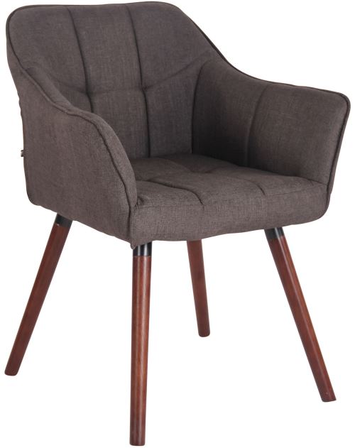 Chaise de salle à manger Falun en tissu - Piètement en bois de hêtre Noyer - Assise Gris foncé