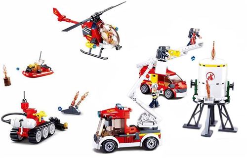 Jeu de construction sluban fire set véhicules camion pompier M38-B0811 figurines articulés