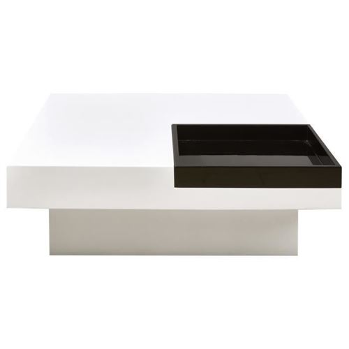IRIGA Table basse carree style contemporain blanc et noir laque - L 90 x l 90 cm