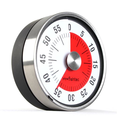 Fishtec Noir Minuteur Cuisine Mécanique Magnétique Zone Rouge Alarme 60 Minutes Fixation Magnétique Réfrigérateur Maison Bureau