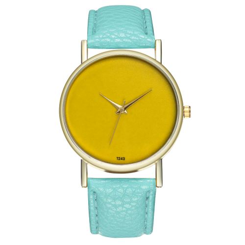 Montre simple et élégante à bracelet en cuir pour homme montre à quartz pour femme coréenne T243-AMenthe verte