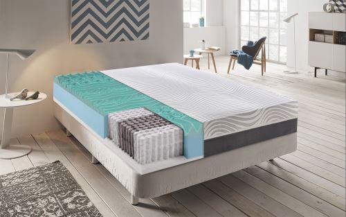 Matelas 140x200 à ressorts ensachés indépendant à 9 zones et à mémoire de forme avec revêtement amovible ‘bacio’