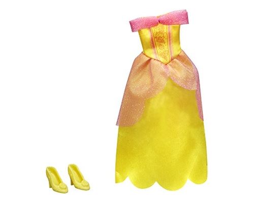 Disney princesse - poupee et mini-poupee - tenue belle et la bete - robe jaune de bal avec chaussure - habit