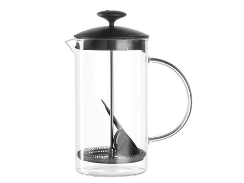 Cafetière à piston en verre transparent et PVC noir 1L CAFE