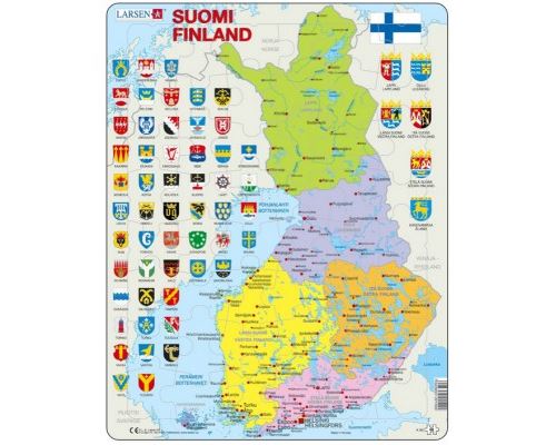 Puzzle 48 Pièces : Puzzle Cadre - Carte de la Finlande (en Finnois), Larsen