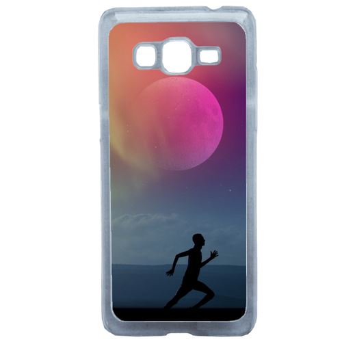 Coque Silhouette Joggeur Fitness Lune Compatible Samsung Grand Prime Transparent
