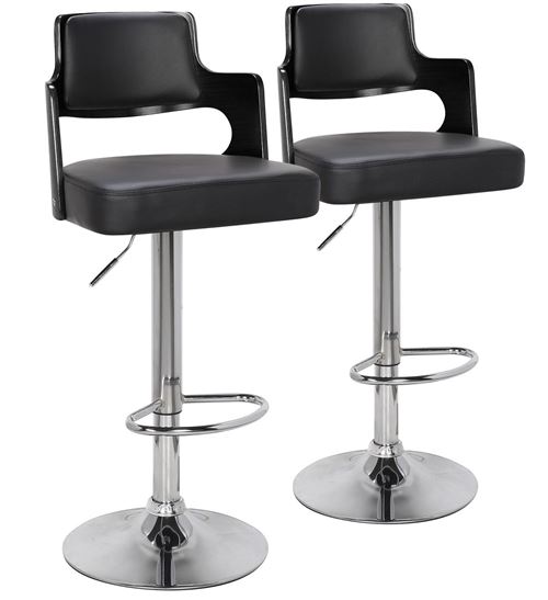 Lot De 2 Chaises De Bar Russel Bois Noir & Simili Noir