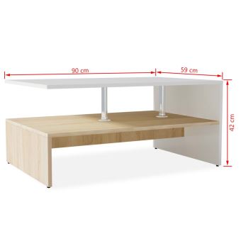 Kkmoon Table Basse De Salon Table Basse Relevable Table Basse Industrielle En Agglomere 90 X 59 X 42 Cm Chene Et Blanc Achat Prix Fnac