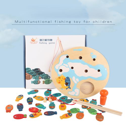 Lot De 10 Cannes à Pêche Magnétiques En Bois Pour Jeu De Pêche – éveil Et Motricité Enfants