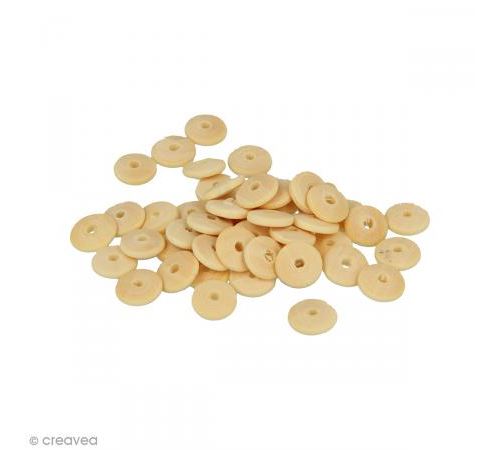 Perles plates rondes en bois à décorer - 10 mm - 50 pcs