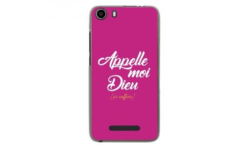 Coque souple pour Wiko Lenny 2 avec impression Motifs Appelle moi Dieu fushia