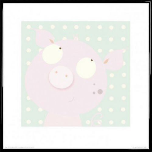 Poster Reproduction Encadré: Monde Des Enfants - Pinky Piggy, Nicola Evans (40x40 cm), Cadre Plastique, Noir