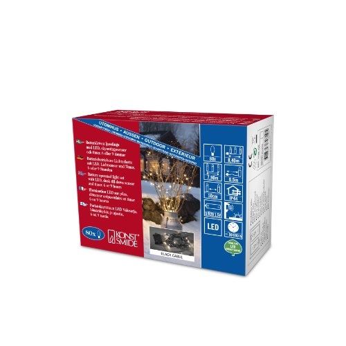 Konstsmide 3728-100 guirlande 80 led blanc chaud + interrupteur + détecteur crépusculaire 1,5 v