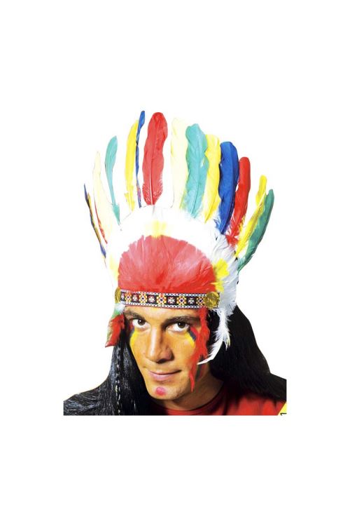 Indien Coiffe Adulte Courte - Multicolores - Taille Unique