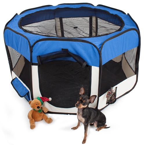 Parc à Chiots JEOBEST® Pliable Bleu Octogonal 116×116×61cm Pour Chiens Chat