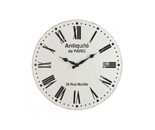Horloge Antiquité de Paris en Métal Noir et Blanc - 61cm