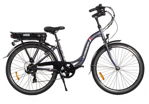 Velo de ville a Assistance Electrique 26 pouces MERCIER 6 vitesses gris mixte Velo electrique Achat prix fnac