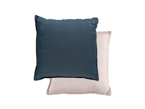 Camomile London - TWO TONE REVERSIBLE SQUARE CUSHIONS Midnight Blue/Pearl Pink