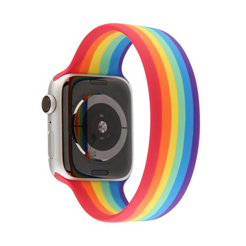 Bracelet en silicone élastique multicolore pour Apple Watch Series 6/ SE/ 5/ 4 44mm - Multicolore(Taille S)