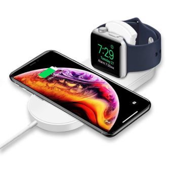 10€02 sur 2 en 1 Chargeur Induction Chargeur sans Fil Support Rapide  Compatible avec Apple Watch Séries 2-4 et iPhone XS/XR/X / 8/8 Plus Galaxy  Note 10 Pro/S10+/S10/S9/S8/S8+/Note 9/S7/S7 Edge Table Rangé 