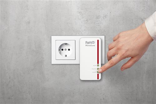 AVM FRITZ!Powerline 1260E - Bridge - GigE, HomePlug AV (HPAV) 2.0, IEEE 1901 - 802.11a/b/g/n/ac - Dual Band - aansluitbaar aan muur