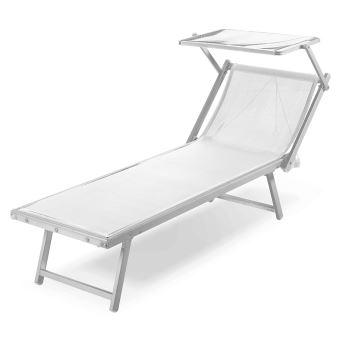 Bain De Soleil Pliant En Aluminium Avec Toit Pare Soleil Riccione T Blanc Mobilier De Jardin Achat Prix Fnac