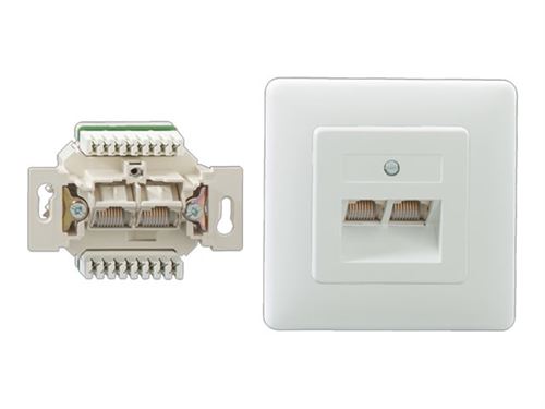 Rutenbeck UAE 8/8 (8/8) LSA Up rw - Prise à montage encastré - CAT 3 - RJ-45 X 2 - blanc pur, RAL 9010