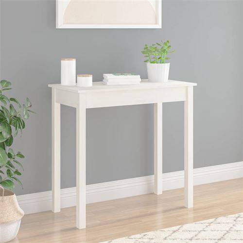 Vidaxl Blanc Table Console 80X40x75 Cm Bois Massif De Pin - Image 3