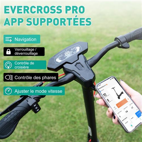 370€ sur EVERCROSS A1 Trottinette Électrique Adulte Pliable 10 800W 3 Mode  Vitesses 2 freins et amortisseurs Écran LED Bluetooth APP Bleu - Trottinette  électrique - Achat & prix