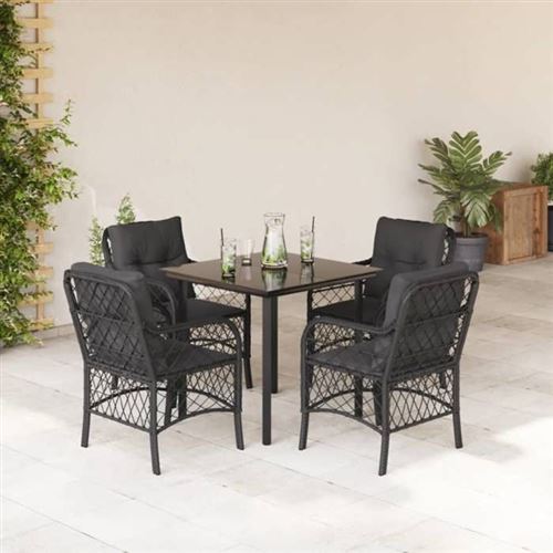 Non Communiqué Multicolore Vidaxl Ensemble À Manger De Jardin Avec Coussins 5 Pcs, Table Et Chaises De Patio, Meubles D'extérieur Terrasse, Moderne, 3212104