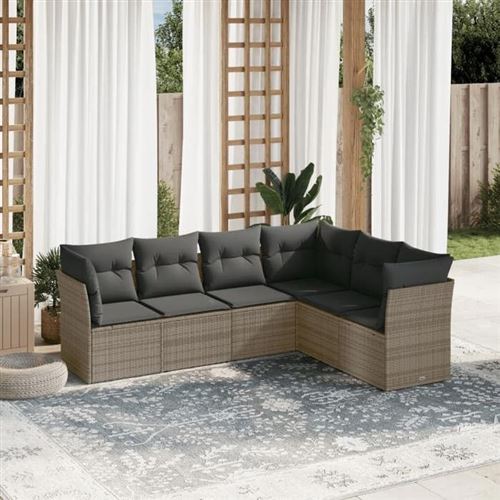 Non Communiqué Gris Vidaxl Salon De Jardin Avec Coussins 6 Pcs, Canapés De Terrasse, Ensemble De Meubles De Patio, Mobilier D'extérieur, 3217680