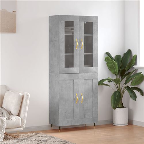 vidaXL - Buffet Haut - Armoire de Rangement - Moderne - Gris - Image 2
