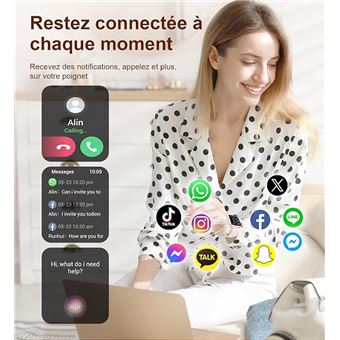 Montre Connectée Femme Iaret - Appels Bluetooth, écran 1.85", 100+ Sports, Suivi Santé, Cycle Menstruel, Or Rose - 3