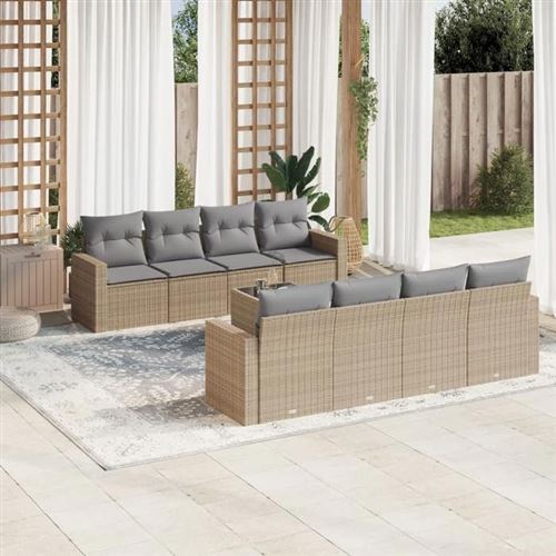 VIDAXL - Salon de jardin modulable - 9 pièces - 8 personnes - Beige - Image 2