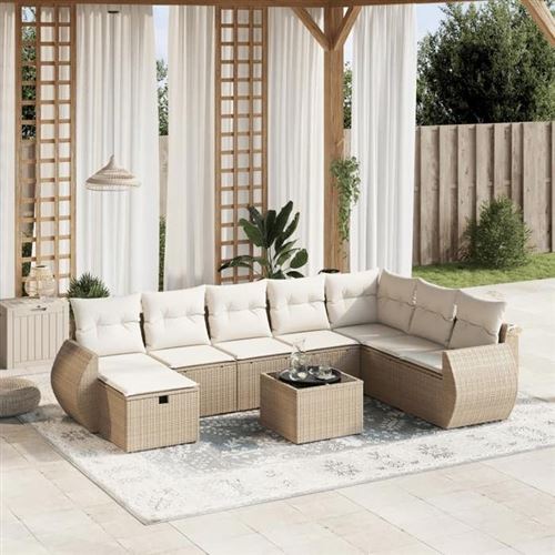 Non Communiqué Beige Salon De Jardin Modulable Vidaxl 9 Pieces Rotin 62.5 X 62 X 69 Cm
