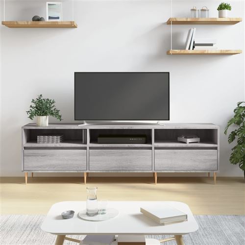 vidaXL Meuble TV, Armoire de Télévision avec 6 Compartiments, Meuble Télé avec Pieds Salon Salle de Séjour, Gris Sonoma Bois d'Ingénierie