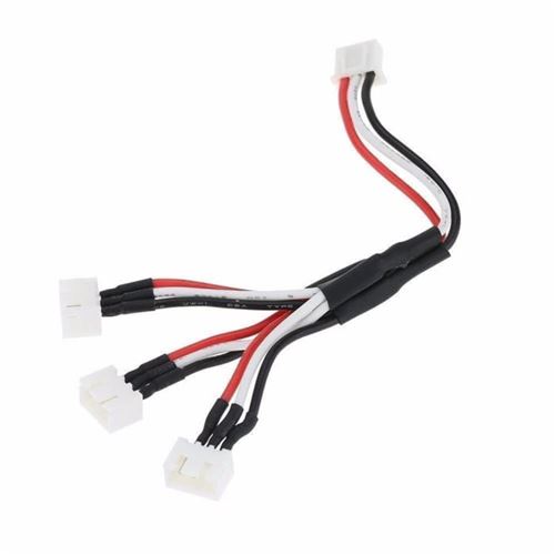 Câble de Chargeur 3 en 1 de 7.4V 2S Adapté pour les Drones JJRC, WLtoys, SYMA Charge 3 Batteries Simultanément, Noir, Plastique