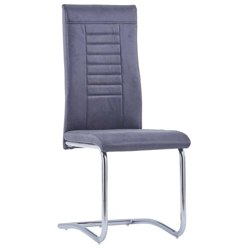 vidaXL Chaises de salle à manger cantilever 4 pcs Gris Similicuir daim