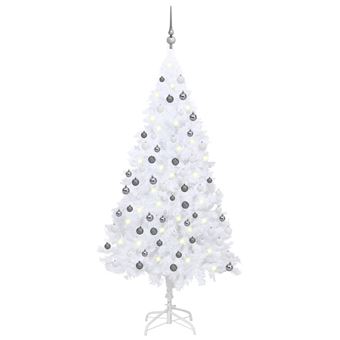 vidaXL Arbre de Noël artificiel avec LED et boules Blanc 120 cm PVC - Sapin de Noël - Achat 