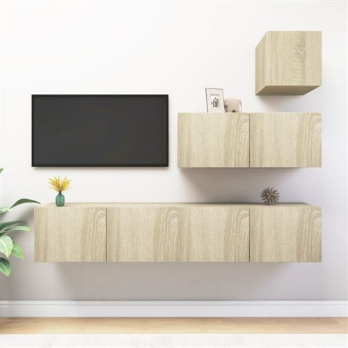 Ensemble de meubles TV 4 pcs Chêne sonoma Bois d ingénierie
