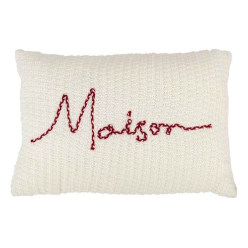 Non Communiqué Blanc Coussin Déco "Maison" 40X60cm & Rouge