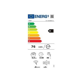 Candy EASY EY 1291DBBE/1-S - Machine à laver - largeur : 60 cm - profondeur : 52 cm - hauteur : 85 cm - chargement frontal - 61 litres - 9 kg - 1200 tours/min - noir