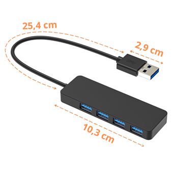 Adaptateur Hub 4 ports USB 3.0 multiprise USB pour pc/clé usb/disque dur  externe Phonillico® - Hub USB - Achat & prix