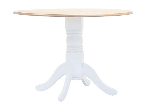 vidaXL Table à dîner Blanc et marron 106 cm Bois d'hévéa massif