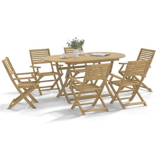 Non Communiqué Marron Salon De Jardin Vidaxl Bois Bois 8 Pieces